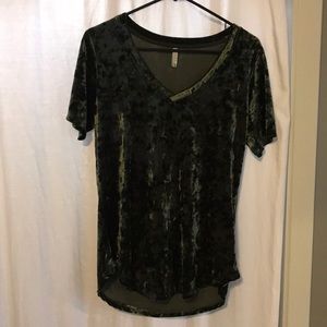 Dark Green Velvet VNeck Tee